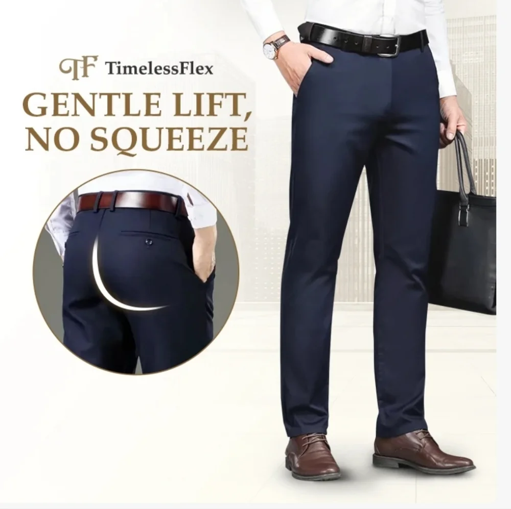 Timeless Flex High Stretch Straight Fit Navy Blue Dress Pants Sz 30x28